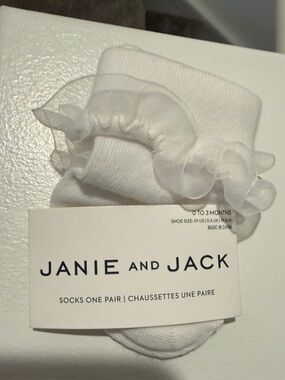 Janie and Jack White Ruffle Trim Infant Socks